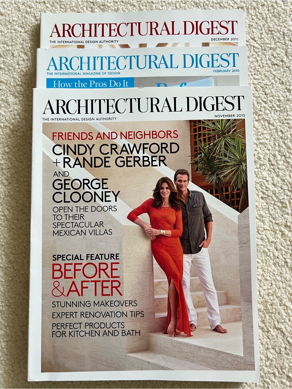 Cindy Crawford, Rande Gerber, and George Clooney Architectural Digest